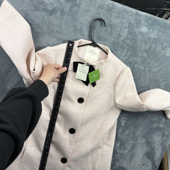 Kate Spade Cherie Pink Tweed Bow Coat Size 2 - New With Tags - Picture 15 of 16